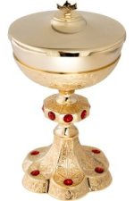 Gold Plated Ciborium with Stones H 25 cm