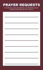 Prayer Request Card - Burgundy (Package of 50)