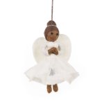 Handmade Felt Fair trade Christmas Angel Hanging Tree Decoration - Black