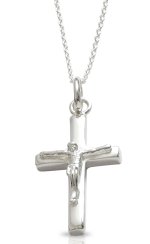 Small Heavy Silver Polished Crucifix Pendant