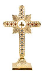 Golden Plated Cross with Stones H 25 cm