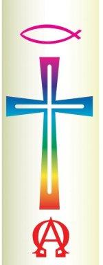 Small Candle Transfer -Rainbow Coloured Cross