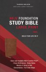 NKJV, Foundation Study Bible, Large Print, Leathersoft, Brown, Red Letter, Comfort Print