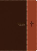 Biblia de estudio del diario vivir RVR60, letra grande (SentiPiel, Café/Café claro, Índice, Letra Roja)