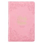 KJV Holy Bible, Standard Size Faux Leather Red Letter Edition - Thumb Index & Ribbon Marker, King James Version, Pink Floral Zipper Closure