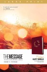 The Message Deluxe Gift Bible, Large Print (Leather-Look, Cranberry Laurels)