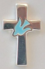 Lapel Pin - Cross & Dove / Silver - 1 cm x 1.5 - Pack of 4