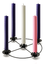 12" x 1" Advent Candles with 10" Frame - Purple, Pink & White