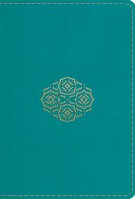 ESV Large Print Compact Bible, Red Letter (TruTone, Teal, Bouquet Design)