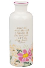 The Way I Should Go Pink Floral Ceramic Table Vase - Psalm 143:8