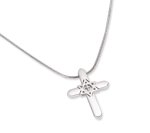 Necklace-Cross & Star Of David-Stainless Steel Silver Plated (#95107)