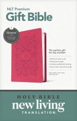 Premium Gift Bible NLT, Filament Enabled (LeatherLike, Very Berry Pink Vines, Red Letter)