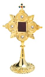 Golden Plated Reliquary with Stones H 25 cm