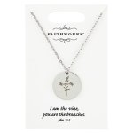 Necklace-Circle-I Am The Vine...-Silver Plated (John 15:5) (15" w/ 2" Extender)