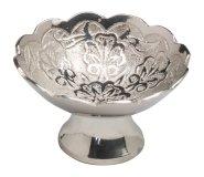 Nickel Plated Incense Bowl with Flower Design D 10 cm