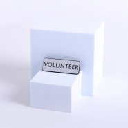 Badge Engraved Contemporary Volunteer Silver Pin