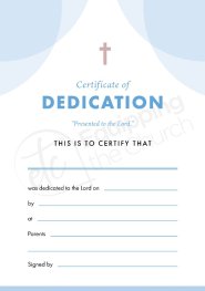 ETC Dedication Certificate A5 Portrait (pack of 10)