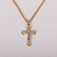 18" Two Toned Gold Over Sterling Crucifix Necklace