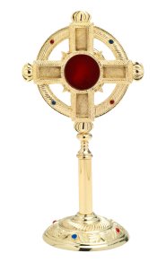Gold Plated Reliquary with Stones H 32 cm