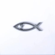 Silver Fish Cross Car Emblem - Pack of 6