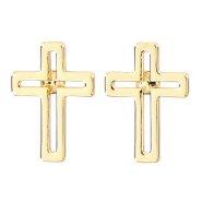 Earrings-Cutout Cross-Gold Plated (1" x 2")
