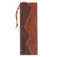 Bookmark Faux Leather Brown Two-tone Faith Mountains Matt. 17:20