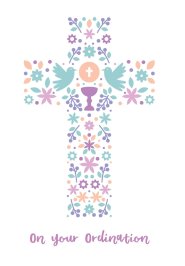 On Your Ordination - Flower Cross Std Card Gloss (6 Pack)