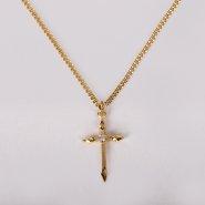 16-18" Gold Plated Brass Chain with Gold Over Sterling Silver Cross Necklace