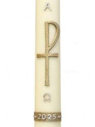 30" x 2" Paschal Candle with Gold P Cross Design Wax Relief