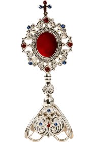 Silver Plated Reliquary with Stones H 23 cm