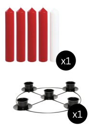 12" x 2" Red & White Advent Candles with 14" Frame