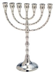 Nickel Plated Menorah H 25 cm