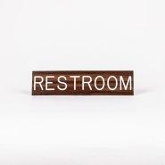Sign Engraved Restroom Adhesive Back Walnut
