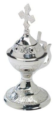 Nickel Plated Incense Bowl with Handle H 14 cm