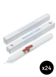 Pack of 24 Baptismal Candles 9 inch x 7/8 inch (Boxed)