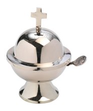 Nickel Plated Boat with Spoon H 13 cm