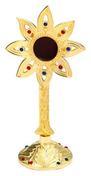 Golden Plated Reliquary with Stones H 23 cm
