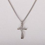 18" Sterling Silver Cross With Cubic Zirconia Necklace