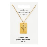 Necklace-Rectangle-I Am The Vine...-Gold Plated (John 15:5) (15" w/ 2" Extender)