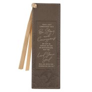 Bookmark Faux Leather Brown Strong & Courageous Josh. 1:9