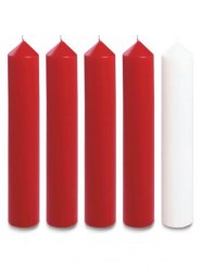 15" x 2" Advent Candle Set - Red & White (Over Dipped)