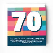 70th birthday card with bible verse. The Lord bless you and keep you. Numbers 6