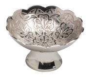 Nickel Plated Incense Bowl with Flower Design D 8 cm