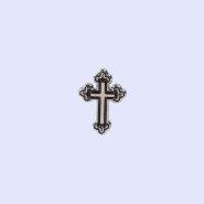 Budded Cross Silver & Black Lapel Pin - Pack of 3