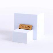 Badge Engraved Contemporary Greeter Gold Magnet