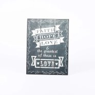 Faith, Hope, Love Chalk Print Wood Slat Wall Decor