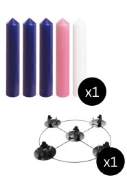 12" x 2" Advent Candles with 14" Frame - Purple, Pink & White