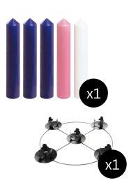 15" x 2" Advent Candles with 14" Frame - Purple, Pink & White