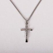 18" Sterling Silver Inscription Crucifix Necklace