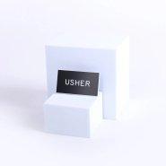Badge Engraved Usher Black Clip